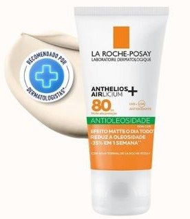 La Roche-Posay, Anthelios Airlicium, Protetor Solar Facial Antioleosidade, Controle e Redução da Oleosidade, FPS80, Textura Gel Creme, Toque Seco, 40g